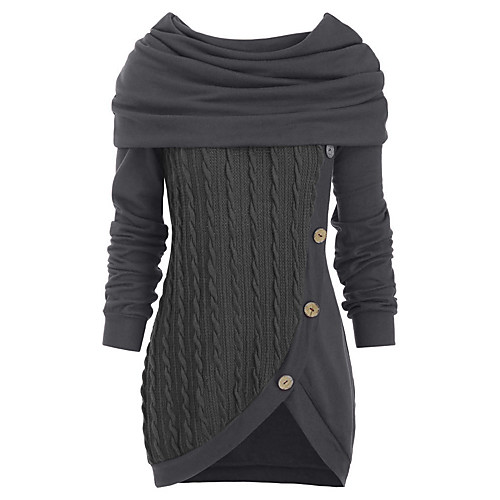 

Women's Stylish Knitted Solid Color Pullover Cotton Long Sleeve Sweater Cardigans Crew Neck Fall Winter Black Blue Red