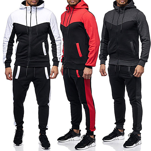 

Men's 2 Piece Full Zip Tracksuit Sweatsuit Street Casual 2pcs Winter Long Sleeve Cotton Thermal Warm Breathable Soft Fitness Gym Workout Running Active Training Jogging Sportswear Normal Hoodie Track