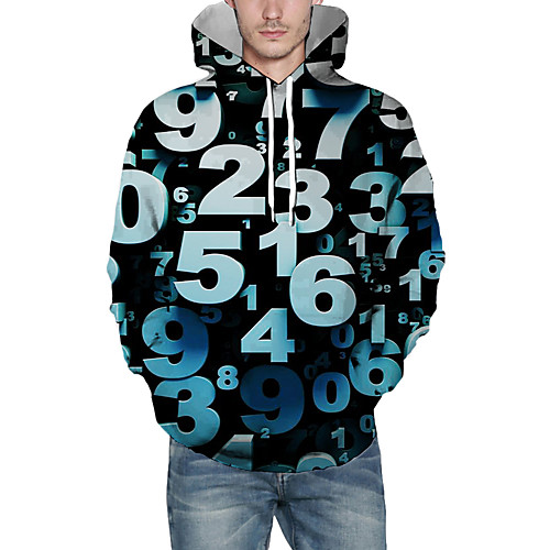 

Men's Pullover Hoodie Sweatshirt Graphic 3D Front Pocket Hooded Daily 3D Print 3D Print Casual Hoodies Sweatshirts Long Sleeve Light Blue