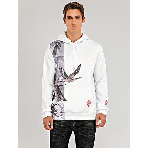 

Women's Men's Pullover Hoodie Sweatshirt Graphic Chinese Style Bird Oversized Hooded Daily Weekend 3D Print Casual Streetwear Hoodies Sweatshirts Long Sleeve White
