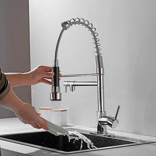

Kitchen faucet - Single Handle Two Holes Electroplated Pull-out / ­Pull-down / Tall / ­High Arc / Bar / ­Prep Centerset Contemporary Kitchen Taps