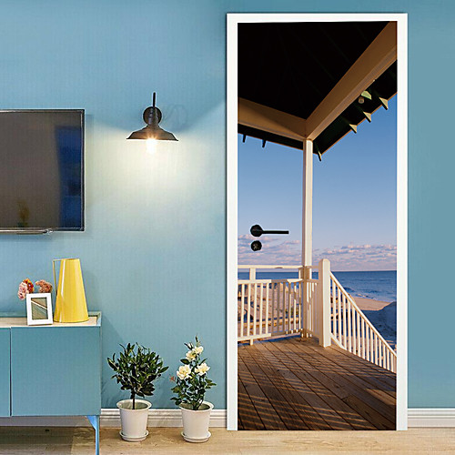 

Seaside Cottage Self-adhesive Creative Door Stickers For Living Room DIY Decorative Home Waterproof Wall Stickers