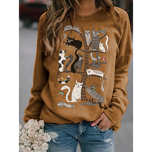 

Women's Hoodie Sweatshirt Animal Daily Casual Hoodies Sweatshirts Loose Blue Yellow Green