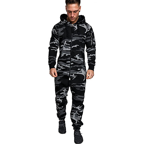 

Men's Full Zip One-piece Jumpsuit Tracksuit Sweatsuit Street Athleisure Winter Long Sleeve Cotton Thermal Warm Breathable Soft Fitness Gym Workout Running Jogging Training Sportswear Solid Colored