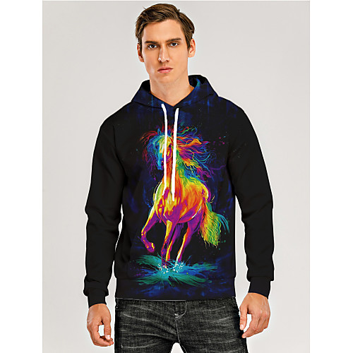 

Men's Pullover Hoodie Sweatshirt Animal Patterned Graphic 3D Front Pocket Hooded Daily 3D Print 3D Print Casual Hoodies Sweatshirts Long Sleeve Rainbow