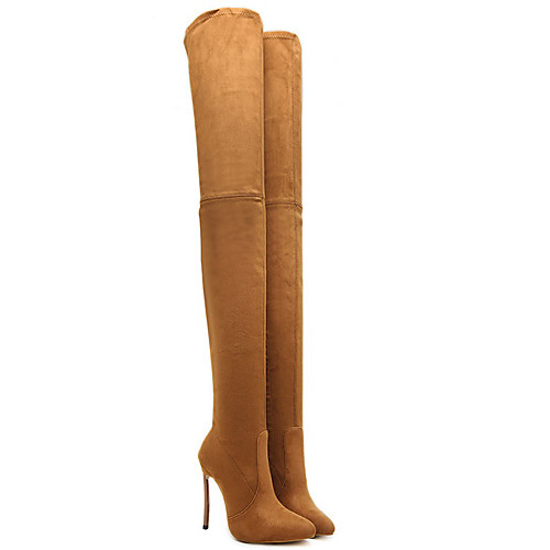 

Women's Boots Stiletto Heel Pointed Toe Thigh High Boots Casual Daily Walking Shoes Suede Almond Black Brown / Over The Knee Boots