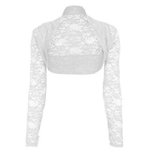 

ladies girls cropped lace bolero shrug size uk 8-16 (onesize (uk 8-12), white)