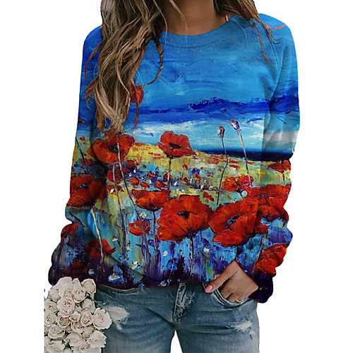

Women's Hoodie Sweatshirt Graphic Scenery Daily 3D Print Casual Hoodies Sweatshirts Loose Blue Purple Green