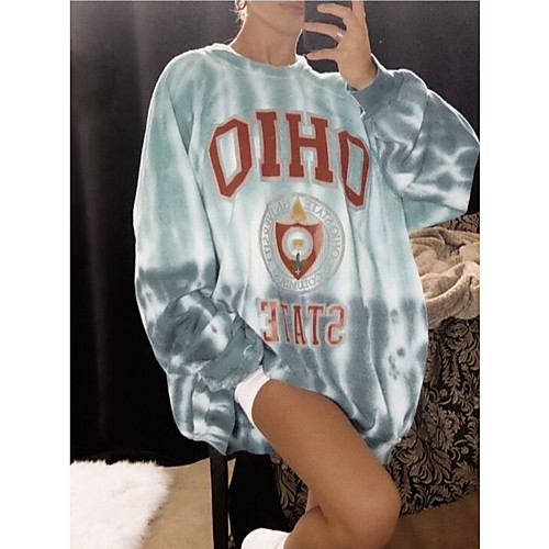 

Women's Pullover Sweatshirt Graphic Text Letter Daily Casual Hoodies Sweatshirts Blue