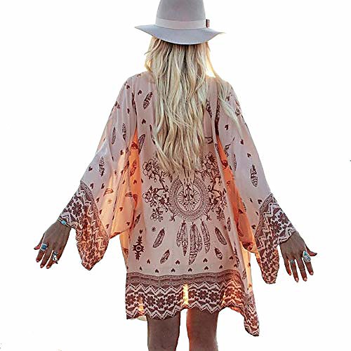 

women's summer swimsuit bikini beach swimwear perspective print tassel cover up