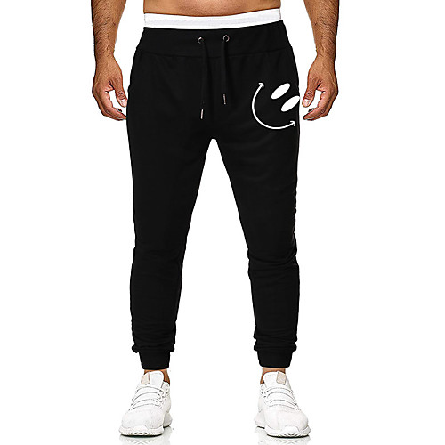 

Men's Jogger Chinos Pants Letter Full Length Black Light gray Dark Gray