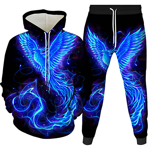 

Men's 3D Hoodies Set Graphic 3D 2 Piece Hooded Daily 3D Print Casual Hoodies Sweatshirts Long Sleeve Blue Yellow White