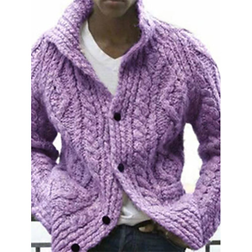

Men's Stylish Solid Color Cardigan Long Sleeve Sweater Cardigans Shirt Collar Winter Black Blue Purple