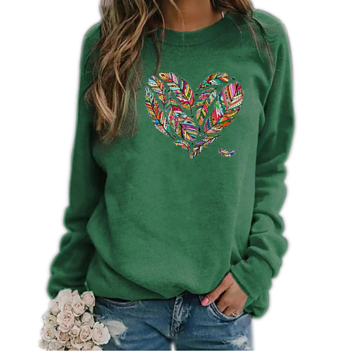 

Women's Hoodie Sweatshirt Graphic Heart Daily Casual Hoodies Sweatshirts Loose Blue Khaki Green