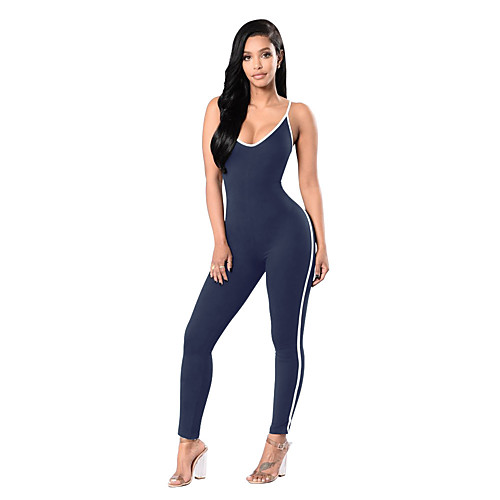 

Women's Tracksuit Workout Jumpsuit Summer Open Back Patchwork Color Block Army Green Blue Burgundy Yoga Fitness Gym Workout Bodysuit Clothing Suit Sleeveless Sport Activewear Butt Lift Quick Dry