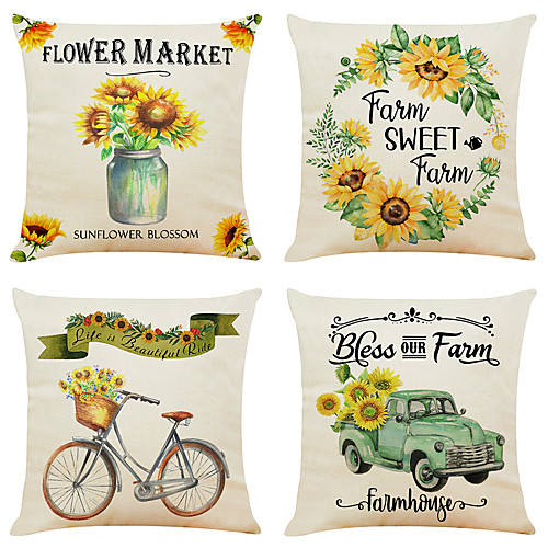

Cushion Cover 4PC Faux Linen Soft Decorative Square Throw Pillow Cover Cushion Case Pillowcase for Sofa Bedroom 45 x 45 cm (18 x 18 Inch) Superior Quality Machine Washable