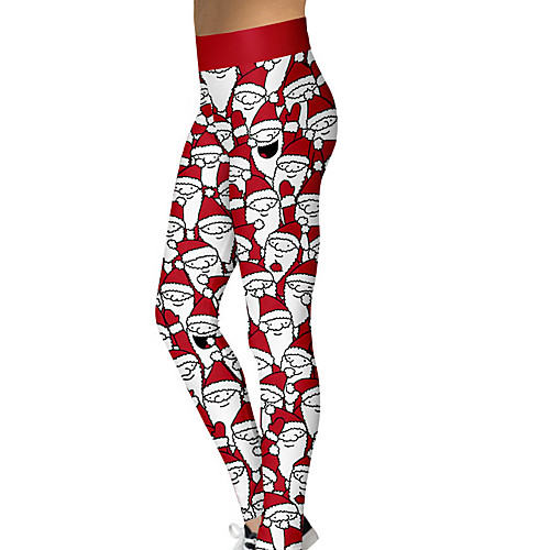

Women's Yoga Pants Cropped Leggings Tights Tummy Control Butt Lift Red / White Red / Green Red Spandex Yoga Fitness Gym Workout Winter Sports Activewear High Elasticity