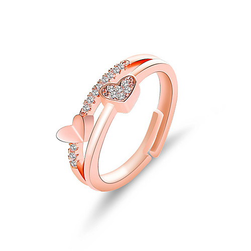 

Band Ring Cubic Zirconia Classic Silver Gold Copper Heart Elegant Trendy Korean 1pc Adjustable / Women's / Couple's / Adjustable Ring