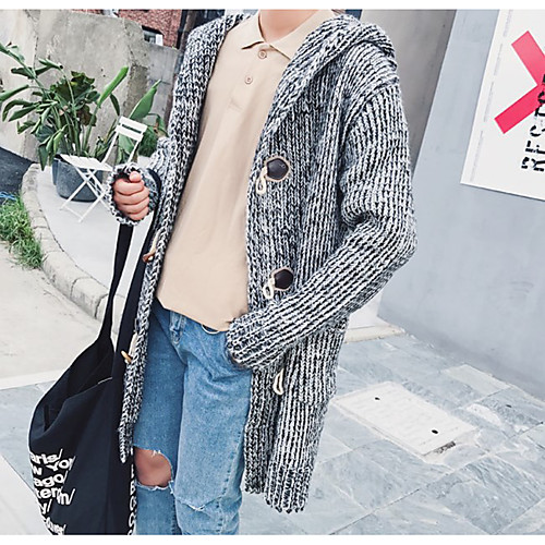 

Men's Stylish Solid Color Cardigan Long Sleeve Sweater Cardigans Hooded Spring Fall Wine Khaki Gray