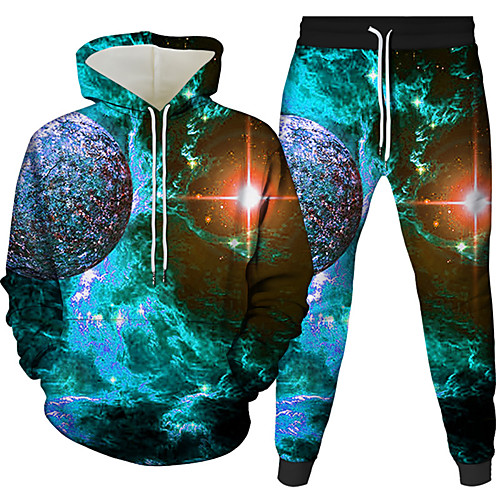 

Women's Men's 3D Hoodies Set Graphic Hooded Daily 3D Print 3D Print Hoodies Sweatshirts Long Sleeve Blue Purple Yellow