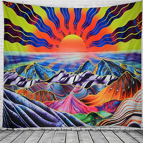 

Psychedelic Abstract Wall Tapestry Art Decor Blanket Curtain Hanging Home Bedroom Living Room Decoration Polyester Hippie Sunshine Monster Skull Trippy Mountain Landscape