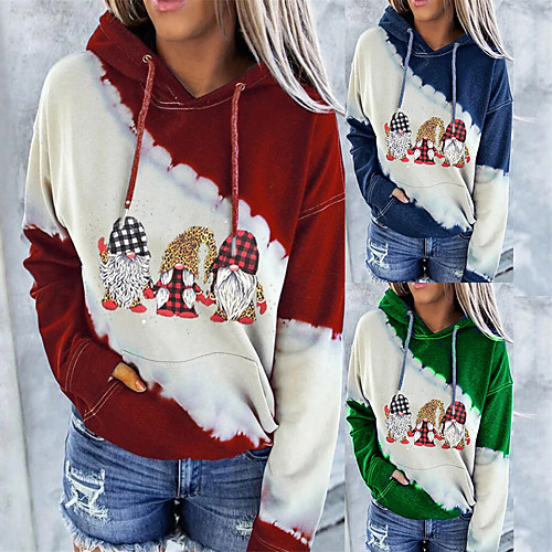 

Women's Pullover Hoodie Sweatshirt Graphic Front Pocket Christmas Daily Casual Christmas Hoodies Sweatshirts Blue Green Red
