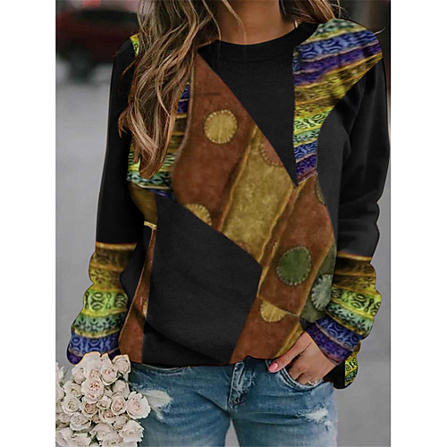 

Women's Pullover Sweatshirt Graphic Color Block Daily Casual Hoodies Sweatshirts Loose Blue Purple Khaki