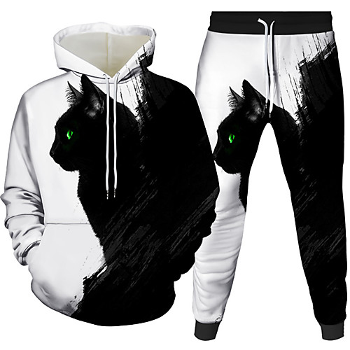 

Men's 3D Hoodies Set Graphic 3D 2 Piece Hooded Daily 3D Print Casual Hoodies Sweatshirts Long Sleeve Gray Green White