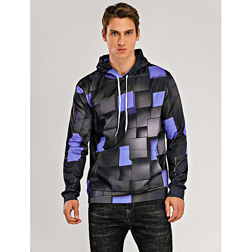 

Men's Hoodie 3D Hooded Basic Hoodies Sweatshirts Blue Purple Yellow