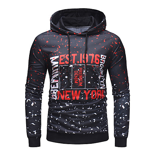 

Men's Pullover Hoodie Sweatshirt Graphic Hooded Work Casual Hoodies Sweatshirts Long Sleeve Slim Black