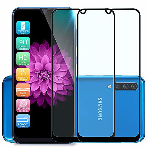 

[2-pack] screen protector compatible with samsung galaxy a50/galaxy a30/galaxy a20 [full screen coverage][tempered glass] case friendly, shatterproof, bubble free, anti-fingerprint (black)
