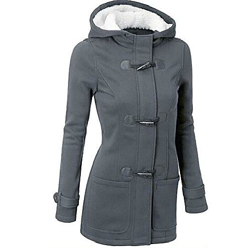 

Women's Coat Daily Fall Winter Long Coat Tailored Fit Casual Daily Jacket Solid Color Light Gray Black / Spring / Holiday / Cotton