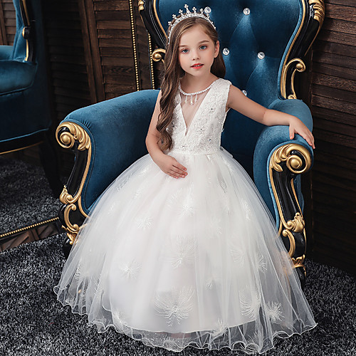 

Princess Flapper Dress Dress Party Costume Girls' Movie Cosplay Cosplay Costume Party White Red Dusty Rose Dress Christmas Children's Day New Year Polyester Organza