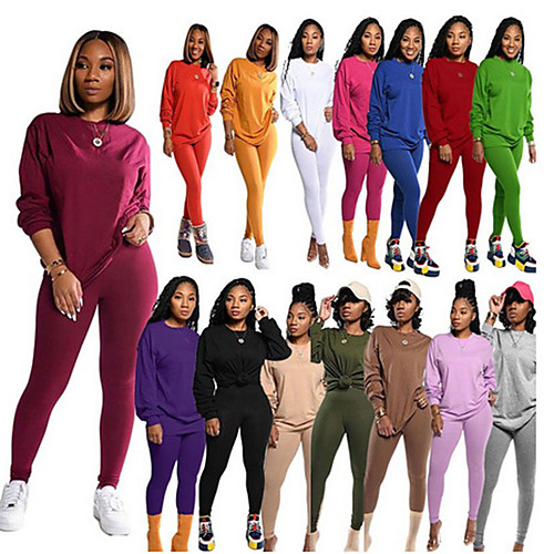 

Women's 2 Piece Tracksuit Sweatsuit Casual Athleisure 2pcs Winter Long Sleeve Thermal Warm Breathable Soft Fitness Gym Workout Running Jogging Training Sportswear Solid Colored Normal Sweatshirt