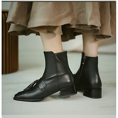 

Women's Boots Chunky Heel Square Toe Daily PU Synthetics Dark Brown Black