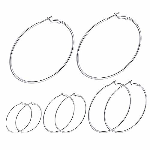 

sterling silver hoop earrings| white gold plated silver hoop earrings| large hoop earrings for women girls(50/60/70mm)