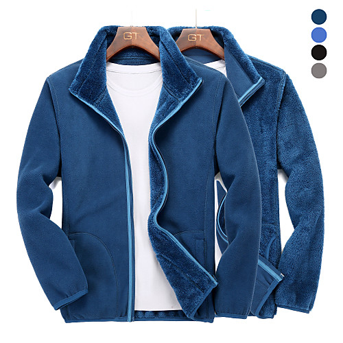 

Men's Softshell Jacket Hiking Fleece Jacket Autumn / Fall Winter Spring Outdoor Solid Color Thermal Warm Waterproof Windproof Warm Winter Fleece Jacket Top Single Slider Hunting Ski / Snowboard