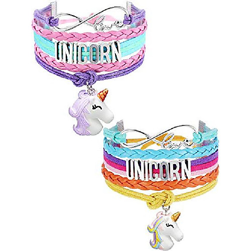 

unicorn tree life horse bracelet bangle handmade leather love unicorn horse believe charm infinity bracelet with gift box (colorful and purple unicorn a)