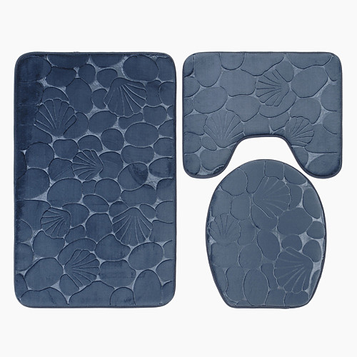 

Bathroom Bath Mats Black Abstract 3PC Bathroom Rug Mat Set Special Material Non Slip