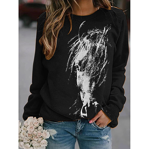 

Women's Pullover Sweatshirt Graphic Daily Basic Casual Hoodies Sweatshirts Black / Silk