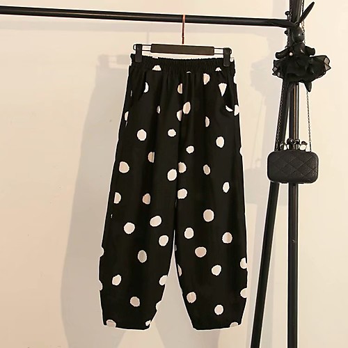 

Women's Basic Streetwear Comfort Daily Going out Pants Chinos Pants Polka Dot Print Solid Colored Full Length Pocket White Black Dark Gray