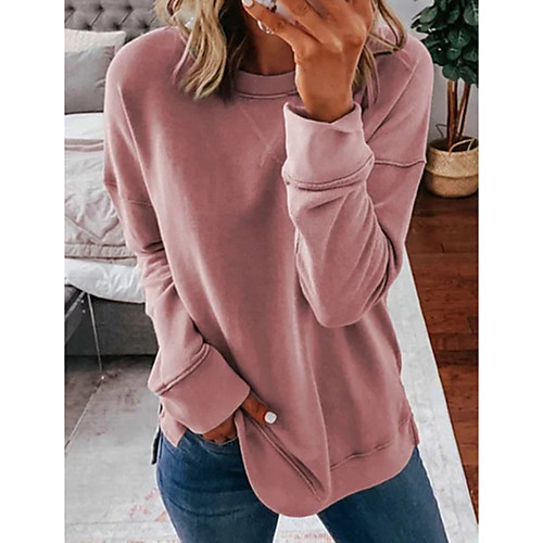 

Women's Pullover Sweatshirt Solid Color Sports Going out Work Casual Hoodies Sweatshirts Loose Blue Blushing Pink Gray