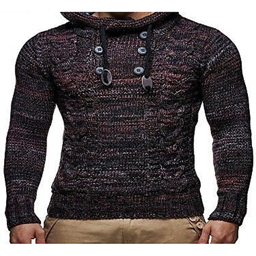 

Men's Stylish Solid Color Cardigan Acrylic Fibers Long Sleeve Sweater Cardigans Turtleneck Winter Blue Wine Khaki