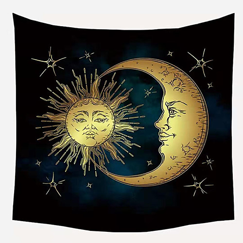

Wall Tapestry Art Decor Blanket Curtain Picnic Tablecloth Hanging Home Bedroom Living Room Dormitory Decoration Polyester Fiber Moon Sun