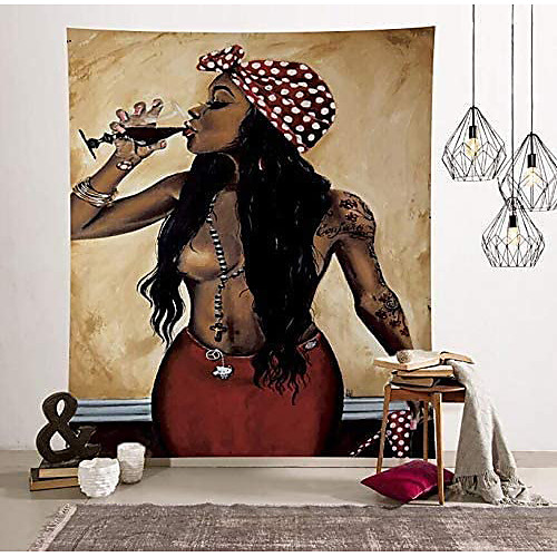 

Wall Tapestry Art Decor Blanket Curtain Picnic Tablecloth Hanging Home Bedroom Living Room Dorm Decoration Polyester African American Black Girl View