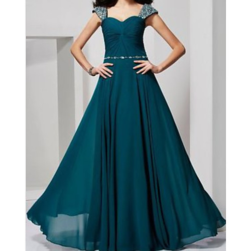 

A-Line Minimalist Elegant Wedding Guest Formal Evening Dress Scoop Neck Sleeveless Floor Length Chiffon with Pleats 2021