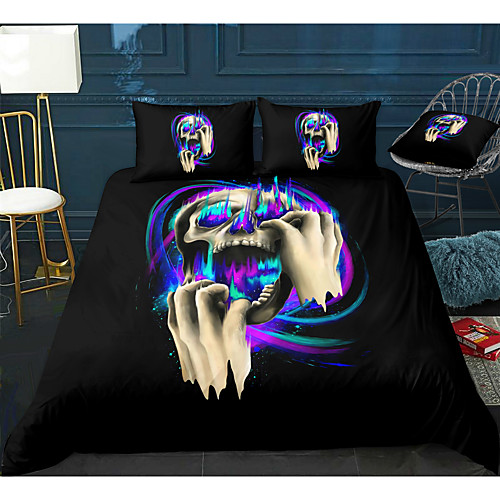 

Skull Series Horrible Print 3-Piece Duvet Cover Set Hotel Bedding Sets Comforter Cover with Soft Lightweight Microfiber For Room Decoration(Include 1 Duvet Cover and 1or 2 Pillowcases)