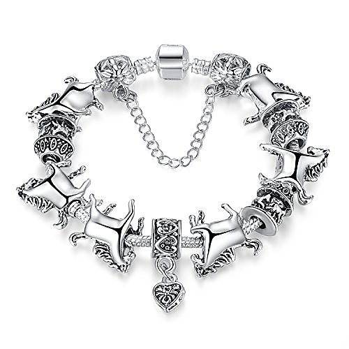 

love beads charms bracelet for girls and women murano glass beads rose flower charms amethyst bracelets (mustang horse bracelet)