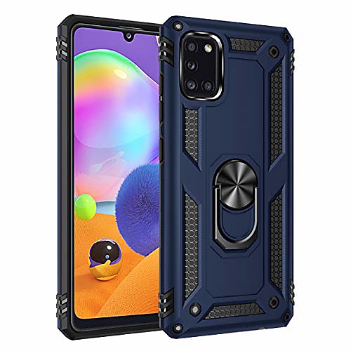 

for samsung galaxy a31 case ultra slim flexible tpu hard pc shell 2 in 1 military armor dual layer fit samsung a31 protective cover with 360° ring grip kickstand magnetic car mount