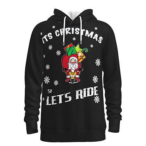 

Men's Pullover Hoodie Sweatshirt Graphic 3D Ugly Christmas Front Pocket Hooded Christmas Daily 3D Print 3D Print Christmas Hoodies Sweatshirts Long Sleeve Black / Letter